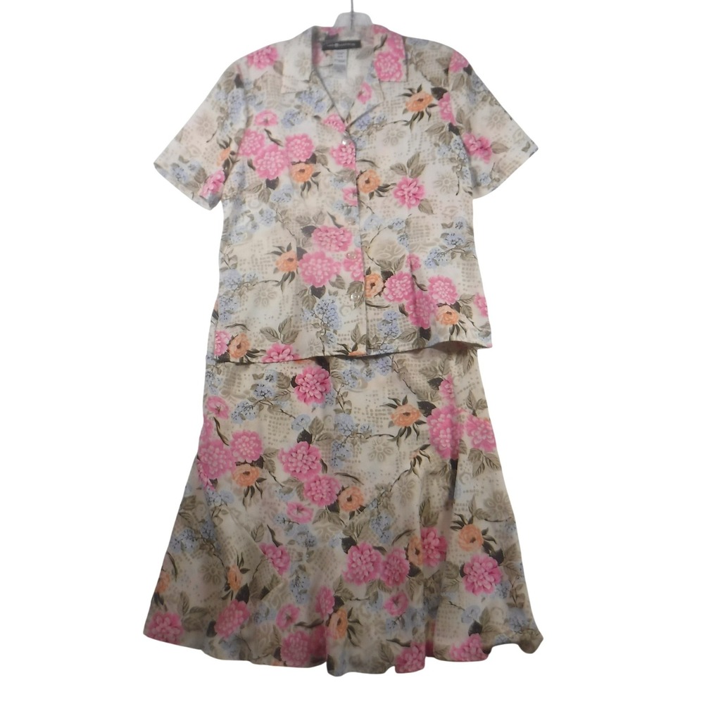Sag Harbor Womens 2 Piece Skirt Set Floral Pink Orange Blue Size 8